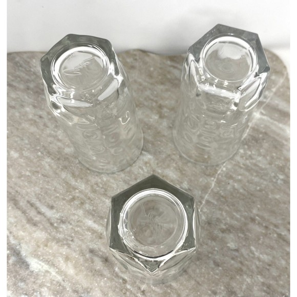 Vtg Dimpled Crisa Clear Glasses, Heavy  Bottom Signed Glasses Set Of 3 - Picture 3 of 6